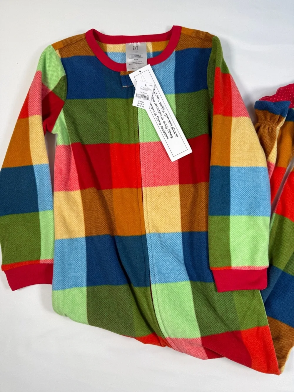 NWT GAP Unisex Plaid Fleece‎ Footed Pajamas Size 5 Years Colorblock Cozy NEW